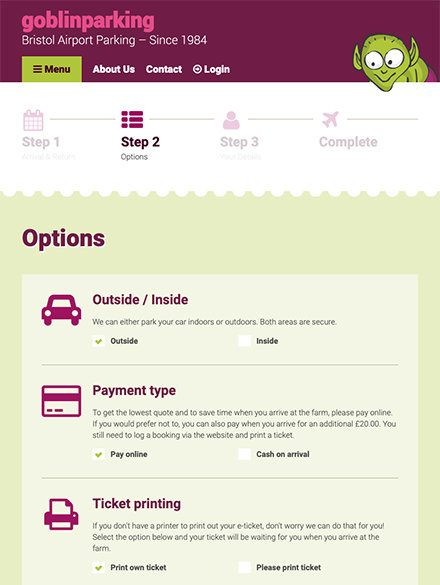 Website development for Goblin Parking in Bristol