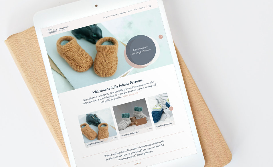 Website design for Julia Adams Patterns in Portishead