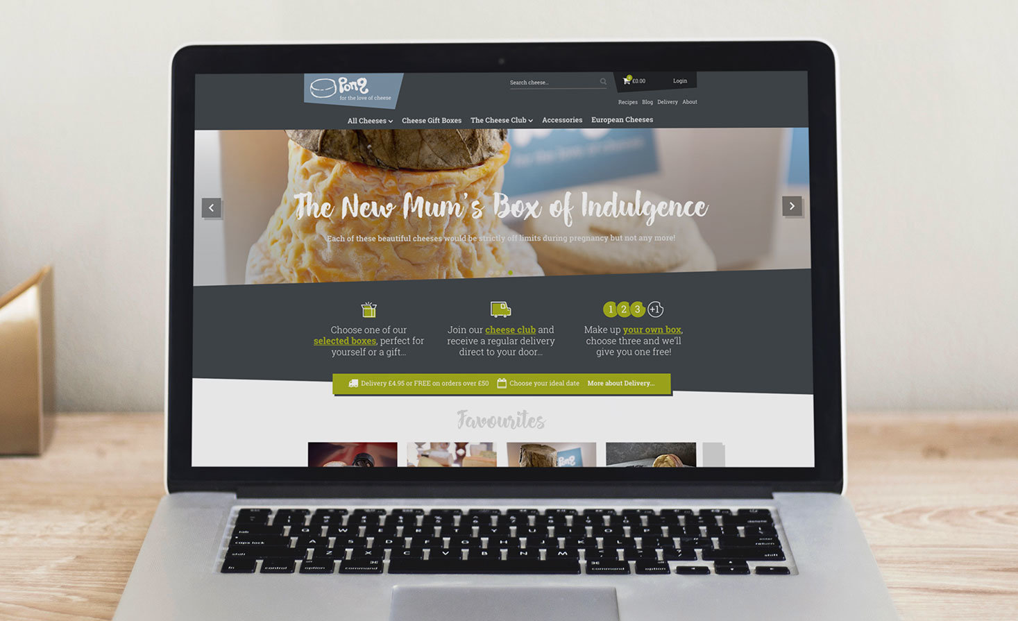 E-commerce website design for Pong Cheese in Bath